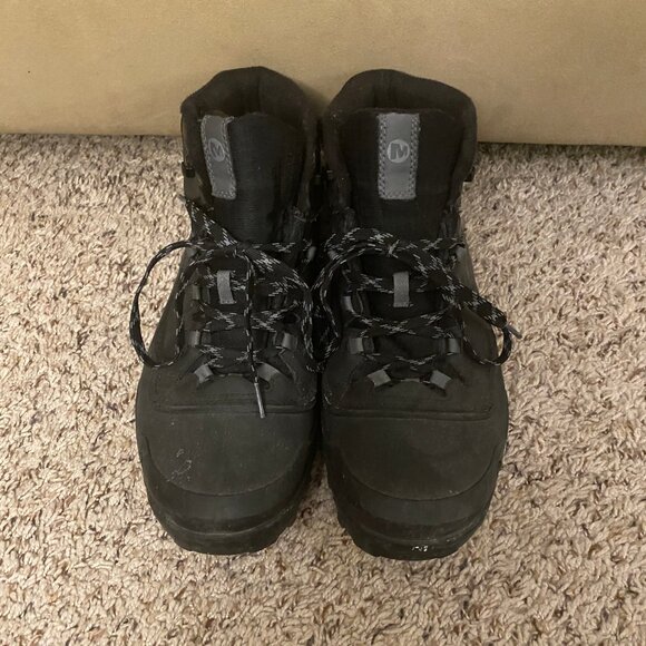 GUC Merrell Men All Black Waterproof 200 Gram Warm Winter Boots Size 11 - Picture 2 of 13